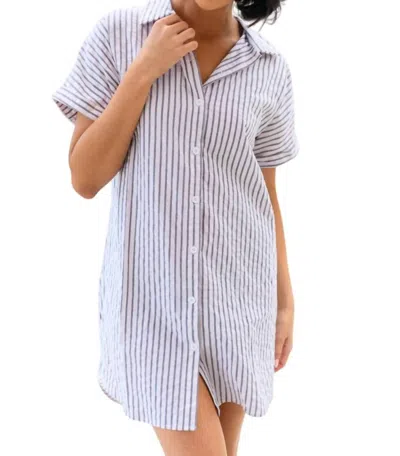 One Eleven North Cornelia Striped Shirt Dress In Ivory/grey In Multi
