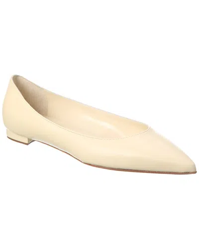 Manolo Blahnik Kietta Leather Flat In White