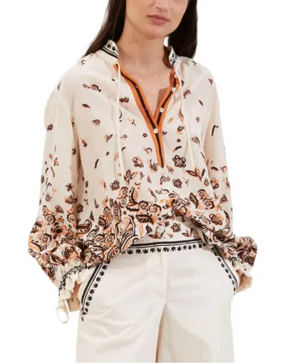 La Doublej Shirt And Sassy Half Button Up Top In Beige/multi In Multi