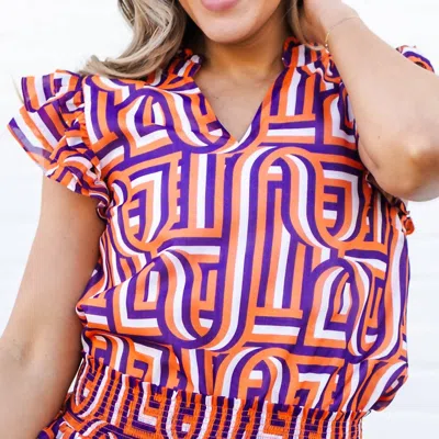 Michelle Mcdowell Marley Top In Touchdown Purple/orange In Multi