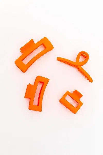 123 Amore Women's Claw Clip Set In Orange In Orange
