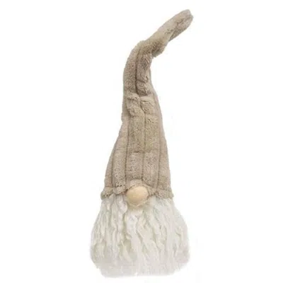 Homegifo *med Sitting Plush Beige Gnome W/ribbed Hat