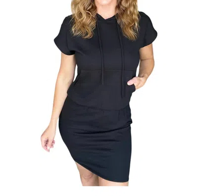 Culture Code Short Sleeve Hoodie Dress In Black In Black