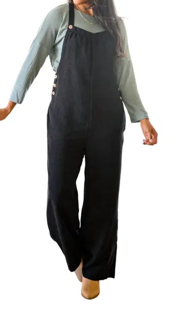Geegee More Than Friends Corduroy Jumpsuit In Black In Black