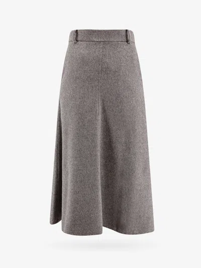 Brunello Cucinelli Wool Midi Flute Skirt In Grey