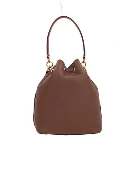 Bally Logo Printed Drawstring Bucket Bag In Cuero 21+gold