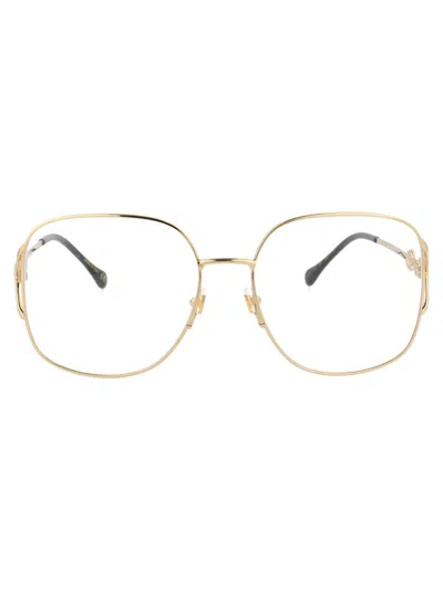 Gucci Gold Gold Transparent Acetate Glasses In Gold