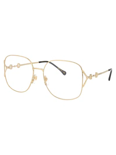 Gucci Gold Gold Transparent Acetate Glasses In Gold