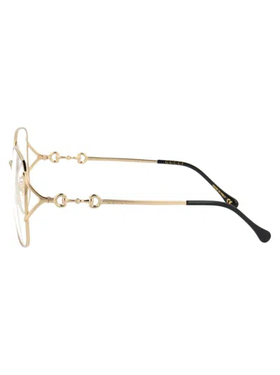 Gucci Gold Gold Transparent Acetate Glasses In Gold