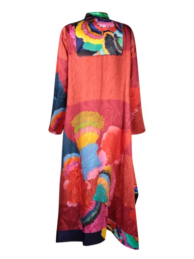 Rianna + Nina Niki Abstract High-low Silk Kaftan In Pink