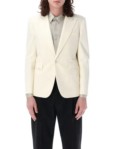 Shop Saint Laurent Formal Blazer In Craie