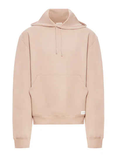 Saint Laurent Oversized Hoodie With Kangaroo Pocket And Ribbed Finish In Nude & Neutrals