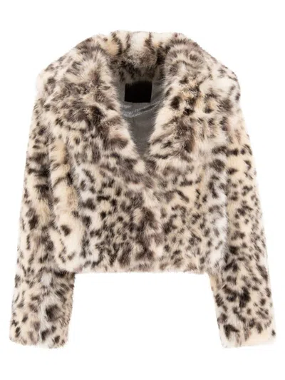 Bb Couture Faux Fur Short Jacket In Beige