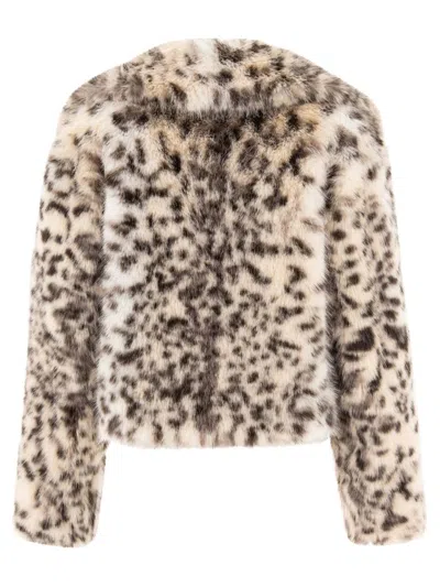 Bb Couture Faux Fur Short Jacket In Beige
