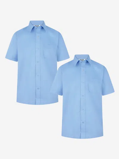 Zeco Schoolwear Boys School Short Sleeve Shirt Twin Pack In Blue