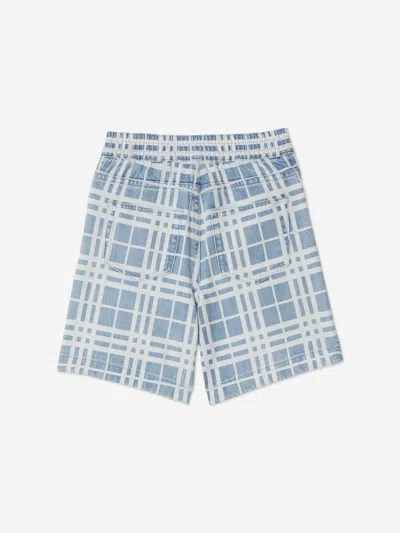 Burberry Check-pattern Denim Shorts In Blue