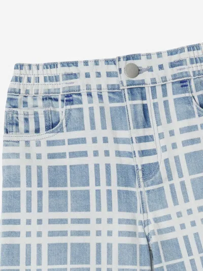 Burberry Check-pattern Denim Shorts In Blue