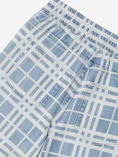Burberry Check-pattern Denim Shorts In Blue