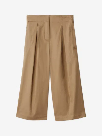 Burberry Ekd Pleated Cotton Trousers In Beige