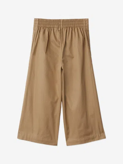 Burberry Ekd Pleated Cotton Trousers In Beige