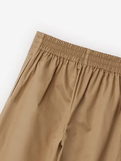 Burberry Ekd Pleated Cotton Trousers In Beige