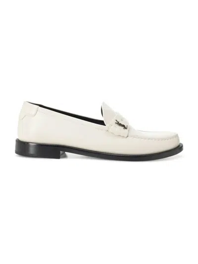 Saint Laurent Lambskin Penny Loafers In Nude & Neutrals