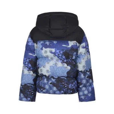 Off-white Blue Padded Down Jacket In Camouflage/black