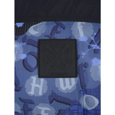 Off-white Blue Padded Down Jacket In Camouflage/black