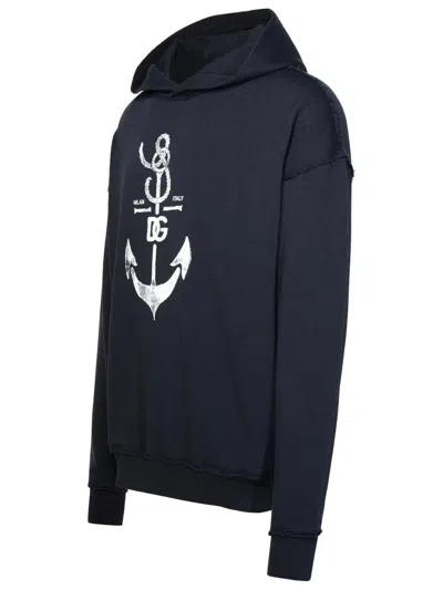 Shop Dolce & Gabbana Navy Cotton Sweatshirt