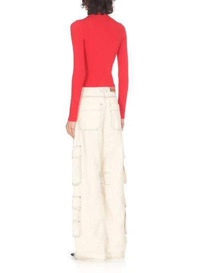 Diesel Rib-knit Viscose-blend Top With Oval D In Red