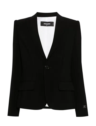 Dsquared2 Logo-plaque Single-breasted Blazer In Black