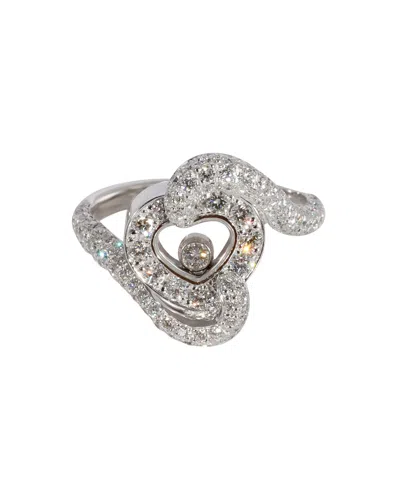 Chopard Happy Diamond Heart Ring In 18k White Gold 0.86 Ctw In Silver