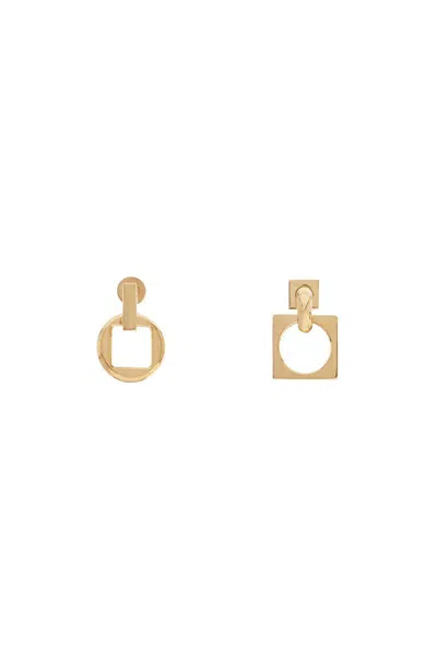 Jacquemus Orecchini 'les Pendantes Rond Carré' In Gold