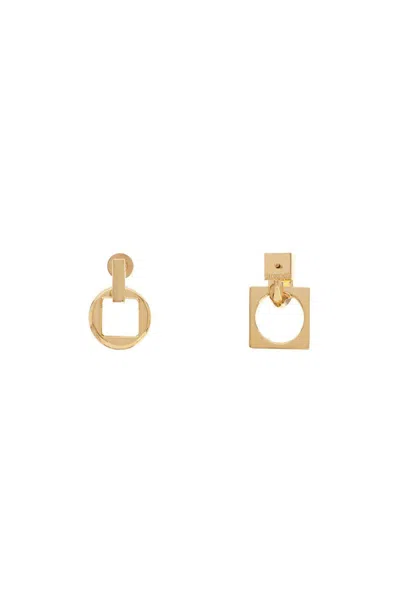 Jacquemus Orecchini 'les Pendantes Rond Carré' In Gold