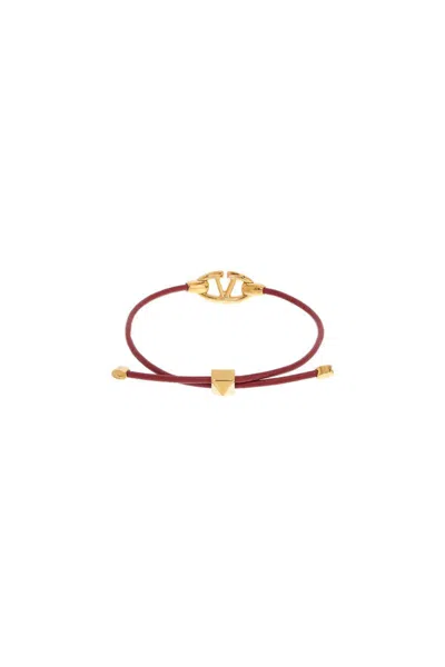 Shop Valentino Leather Vlogo Bracelet 'the Bold In Gold