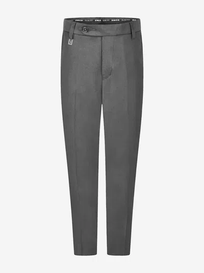 Zeco Schoolwear Boys School Slim Fit Regular Leg Trousers In Grey