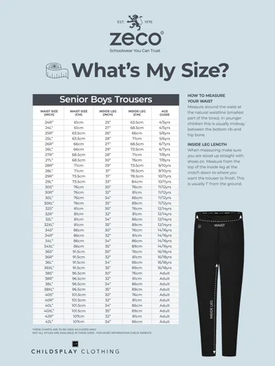 Zeco Schoolwear Boys School Slim Fit Regular Leg Trousers In Black