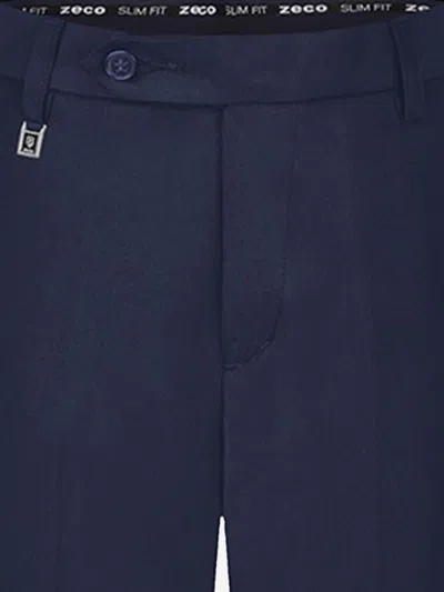 Zeco Schoolwear Boys School Slim Fit Regular Leg Trousers In Blue