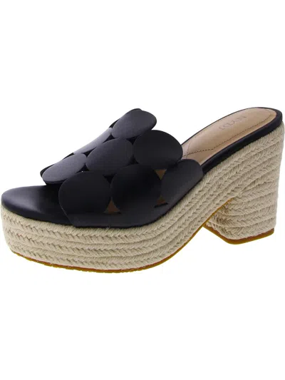 Nydj Helene Womens Faux Leather Slip On Wedge Sandals In Black