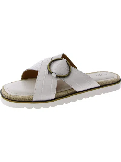 Nydj Rossi Womens Faux Leather Slip On Slide Sandals In Beige