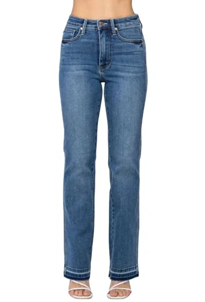 Judy Blue High Rise Control Top Release Hem Slim Bootcut Jeans In Medium Wash In Multi