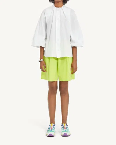 Maison Margiela Gathered Neck Long Sleeve Top In White In White