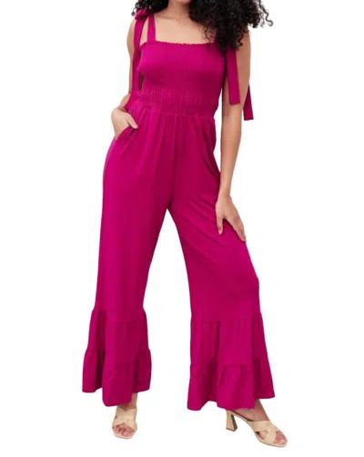 White Birch Almost Available Flared Jumpsuit In Magenta In Pink