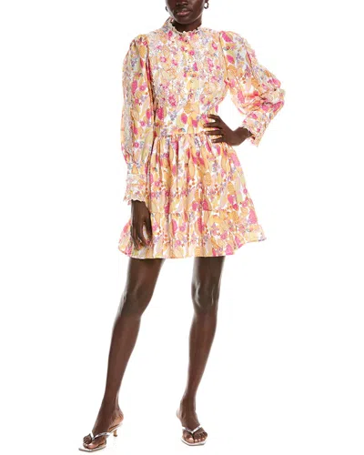 Beulah Eyelet Mini Dress In Yellow