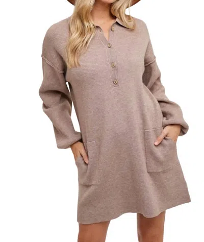 Bluivy Anytime Ribbed Shirt Dress In Latte In Multi