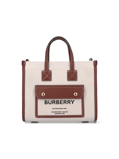 Burberry Small Freya Tote In Cream