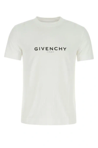 Givenchy White Crewneck T-shirt With Logo Print In Cotton Man In Black