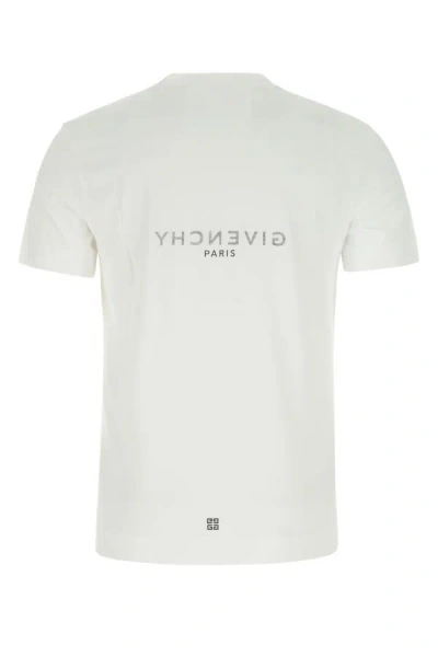Givenchy White Crewneck T-shirt With Logo Print In Cotton Man In Black