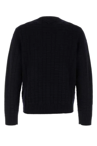 Prada Navy Blue Wool Blend Sweater In Blue
