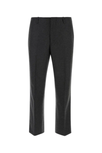 Prada Wool Trousers With Back Pockets And Belt Loops In Gray